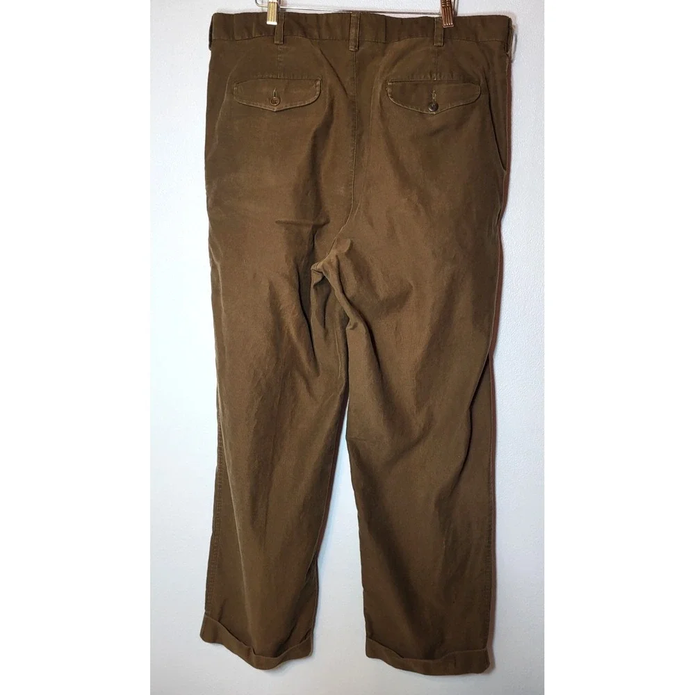 Banana Republic Smithfield Pleated Thin‎ Wale Corduroy Pant Olive Green/Brown 40